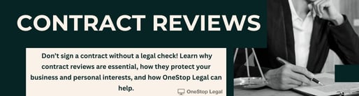 Don’t sign a contract without a legal check! Learn why contract reviews are essential, how they protect your business and personal interests, and how OneStop Legal can help.