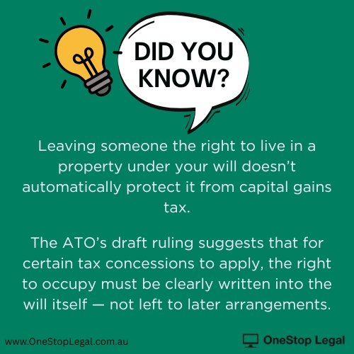 Wills and Estate planning - The ATO’s draft ruling on leaving property and capital gains tax.