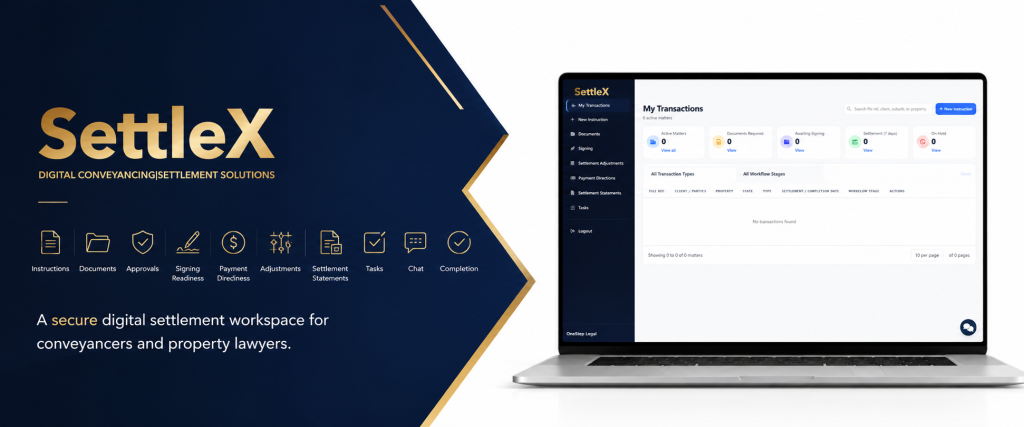SettleX image - A secure digital settlement workpace for conveyancers and lawyers